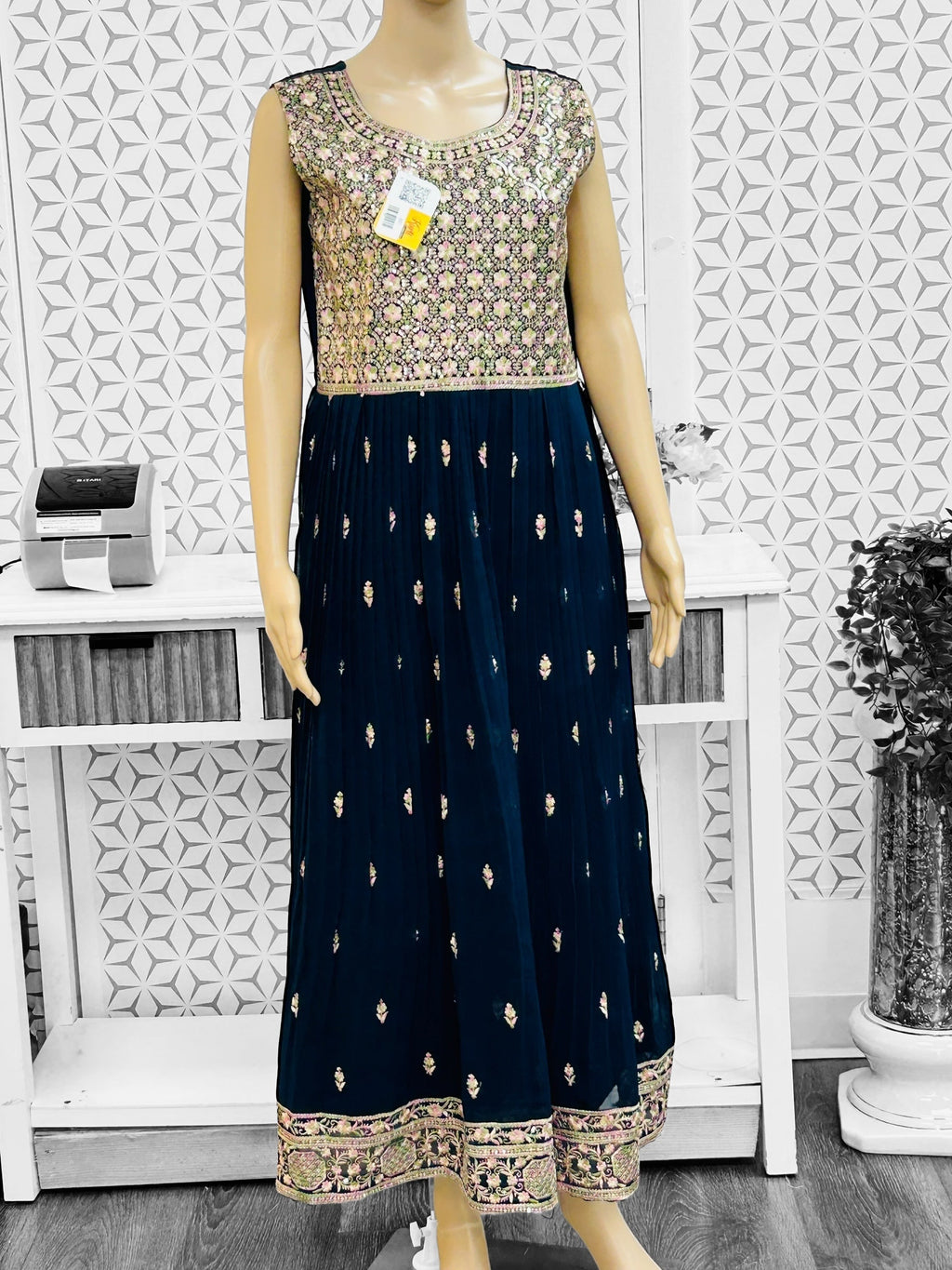 Dark blue georgette long kurti