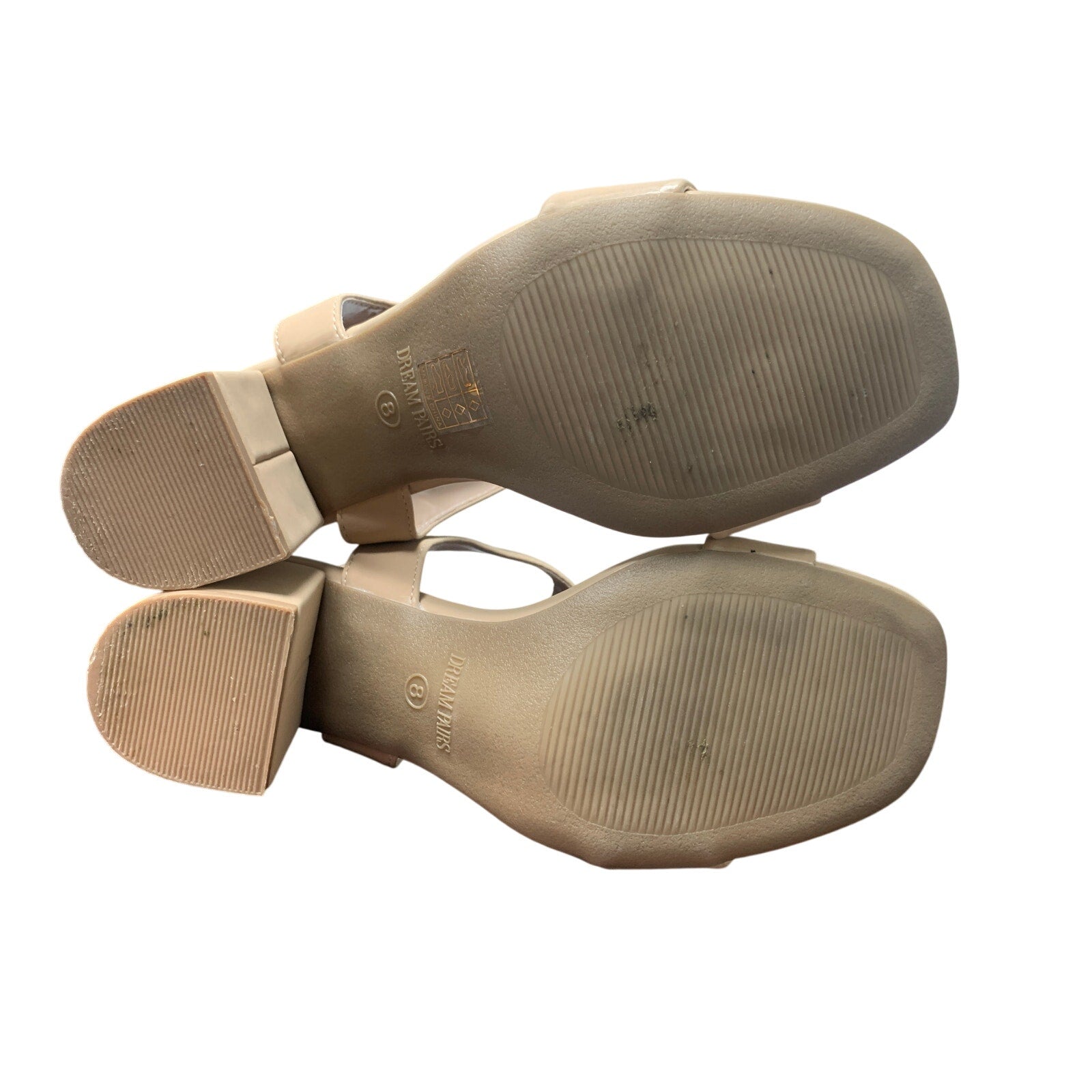 Dream Pairs Womens Size 8 Tan Open Toe 3.5" Chunky Heel Ankle Strap Sandal Shoes