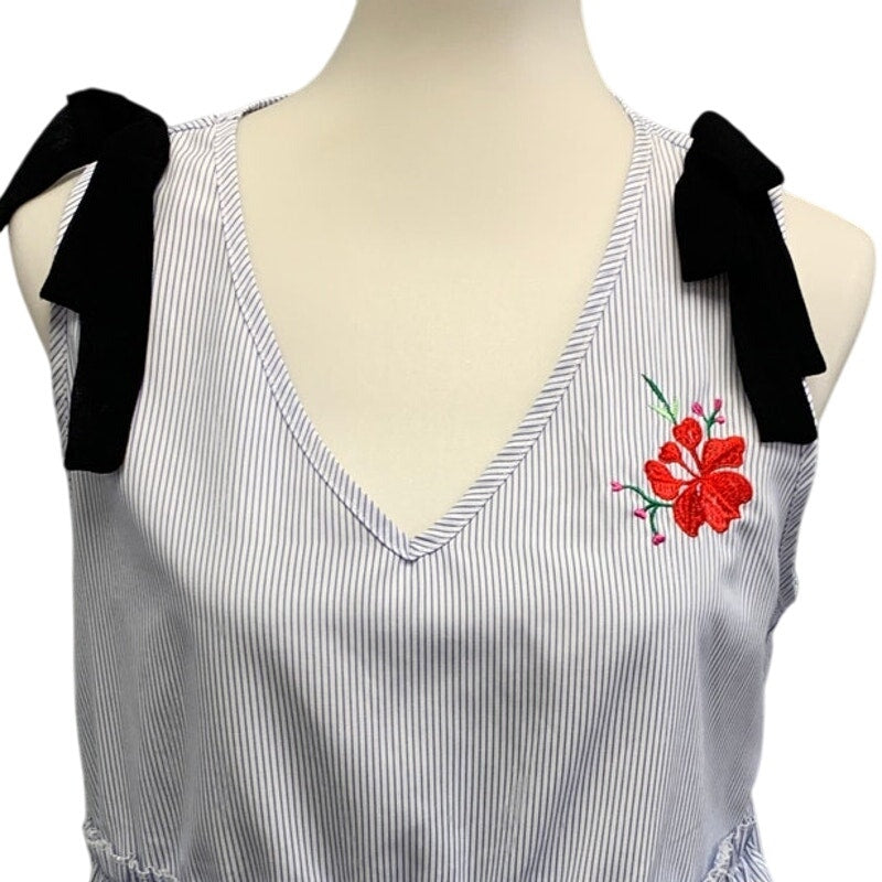 M & G Monogram Womens Large Striped Polyester Sleeveless Floral Top Blouse