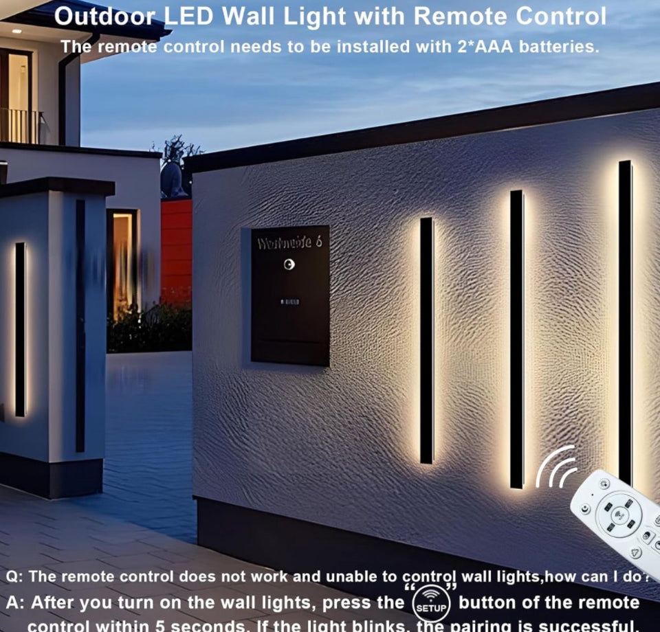 Levxhotty 59 inch Modern Outdoor Wall Lights,3000K-6000K Dimmable Outdoor Wall Sconce,Long Wall Light with Remote Control,Exterior Linear Wall Lightin