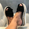 Ladies Bow Sandals with Platform Wedge Heel
