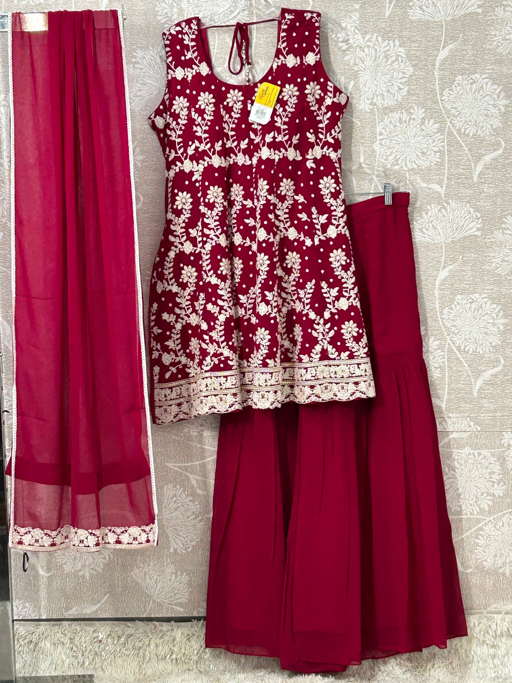 Chiffon Chikankari sharara set