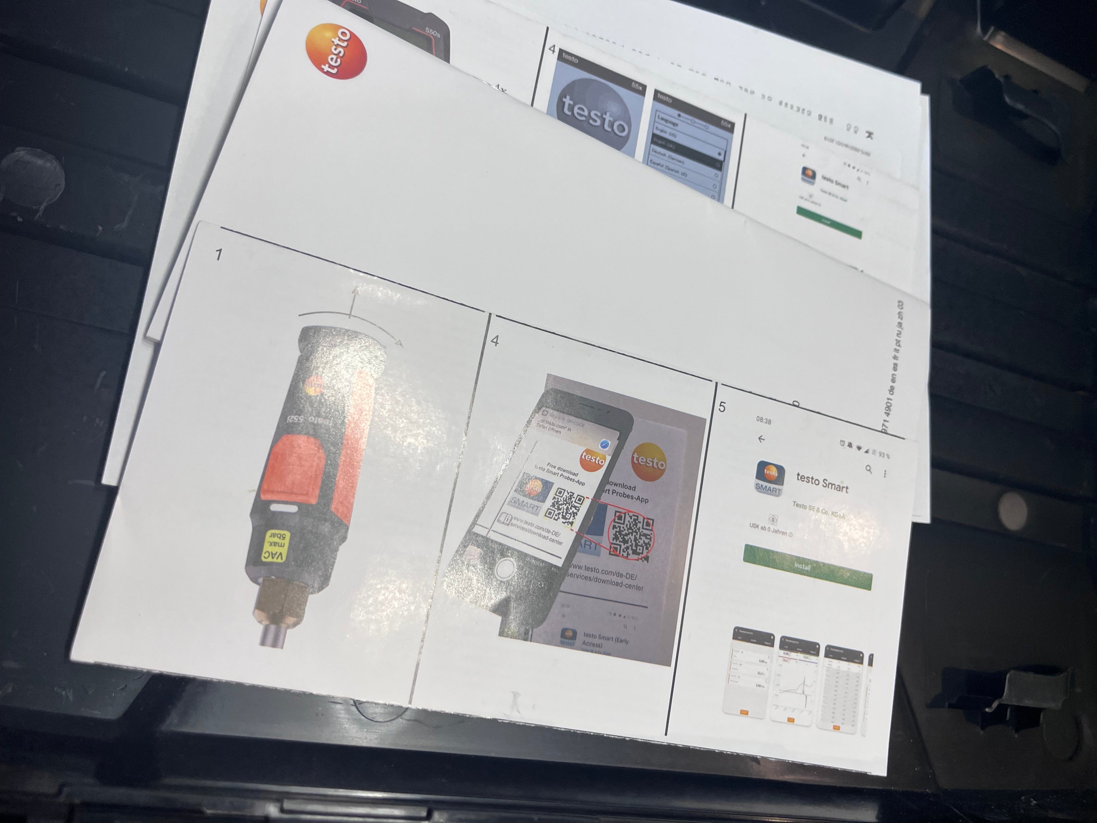 Open Box testo 550s AC Manifold Gauge Set - Manifold Gauges Hvac and Refrigeration - Incl. 2x testo 115i Pipe Clamp Thermometer, 1x testo 552i Micron