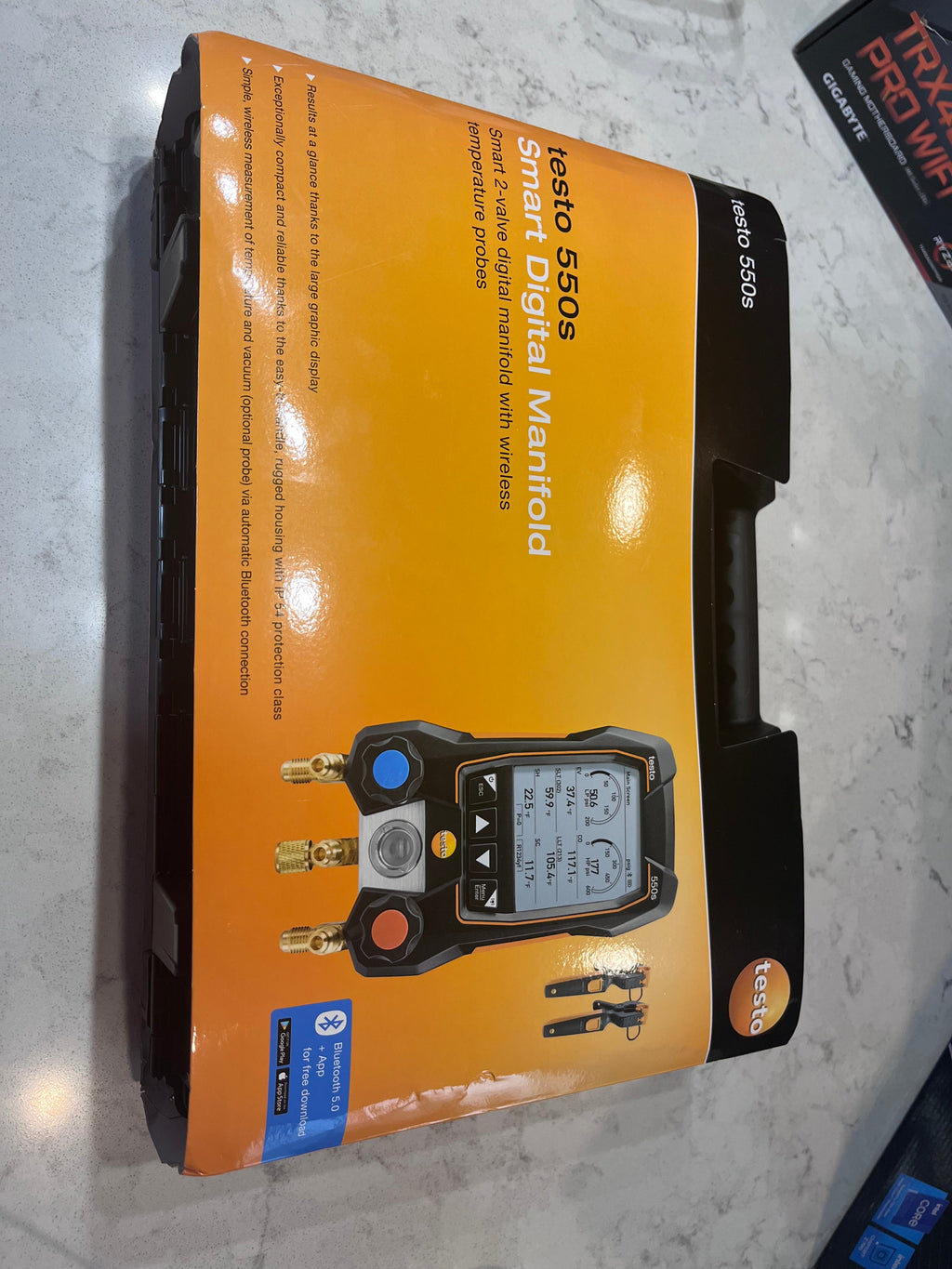 Open Box testo 550s AC Manifold Gauge Set - Manifold Gauges Hvac and Refrigeration - Incl. 2 Wired Temperature Clamp Probes - AC Recharge Kit with sup