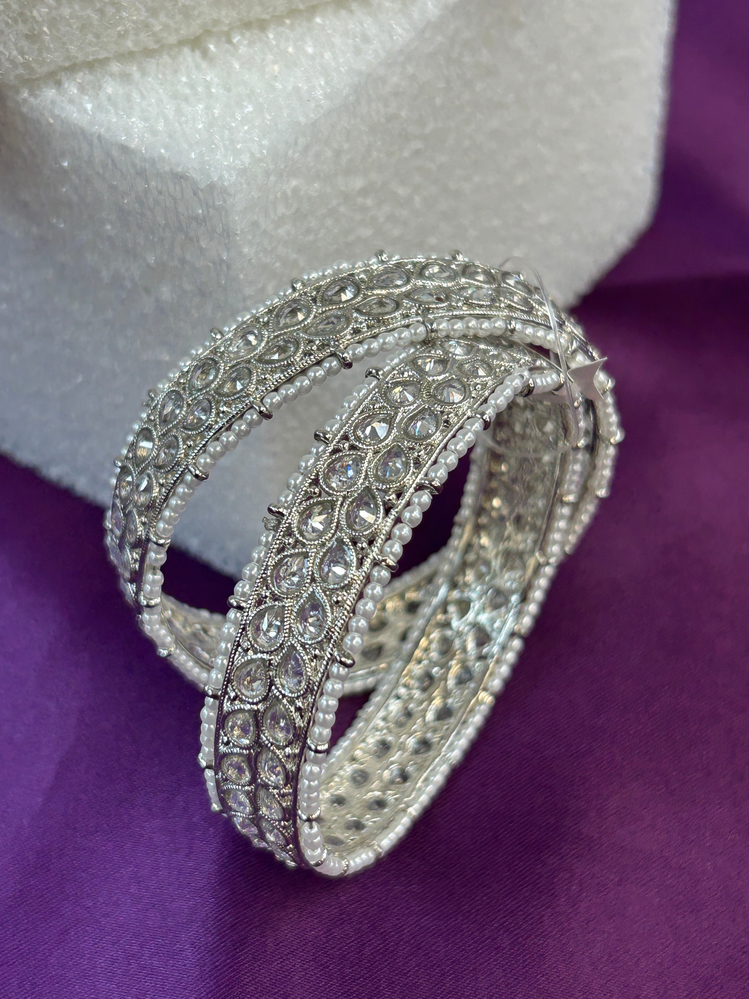Silver Polki bangles size 2.2