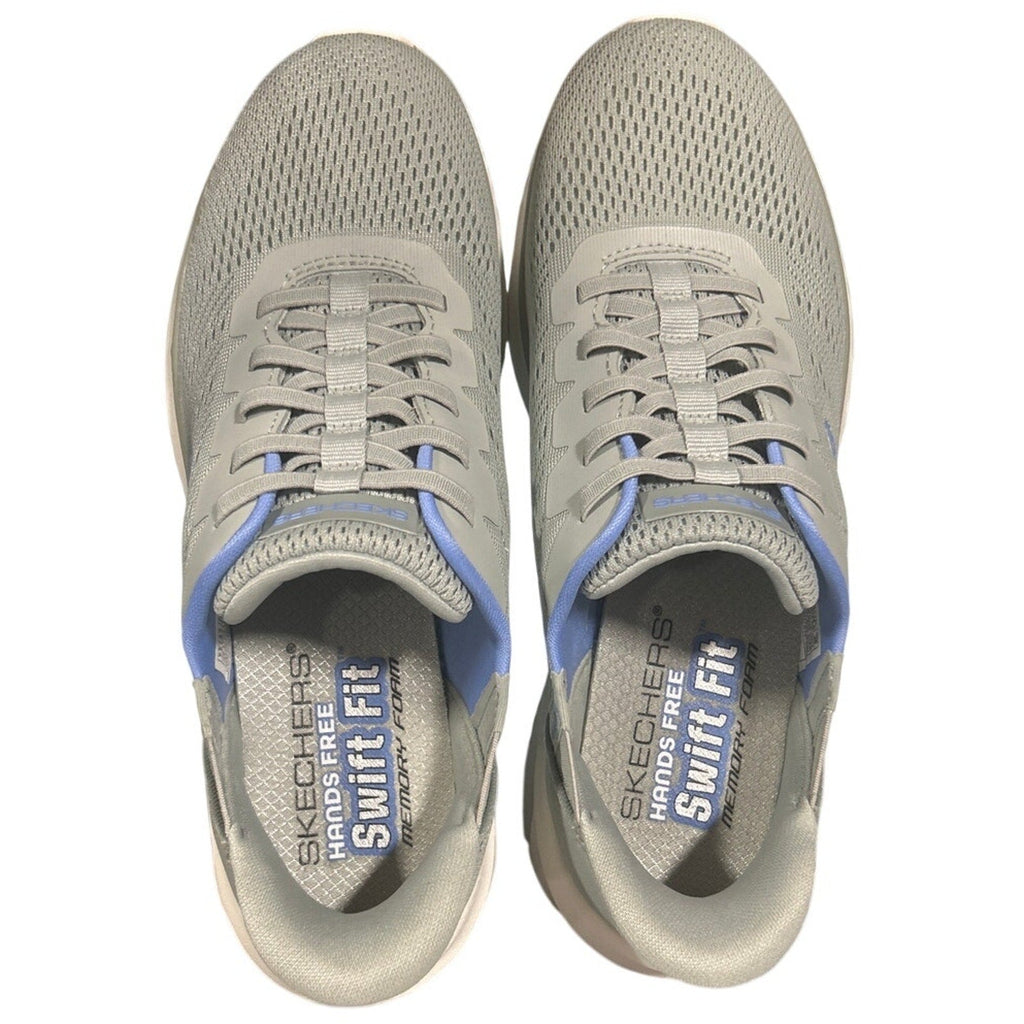 New In Box Skechers Womens Size 6 Gray Mesh Hands Free SwiftFit Slide In Shoes