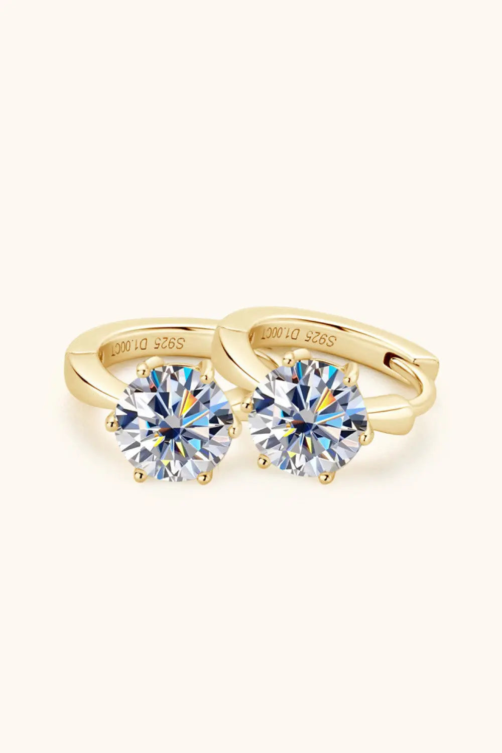 2 Carat Certified Moissanite Sterling Silver Huggie Earrings