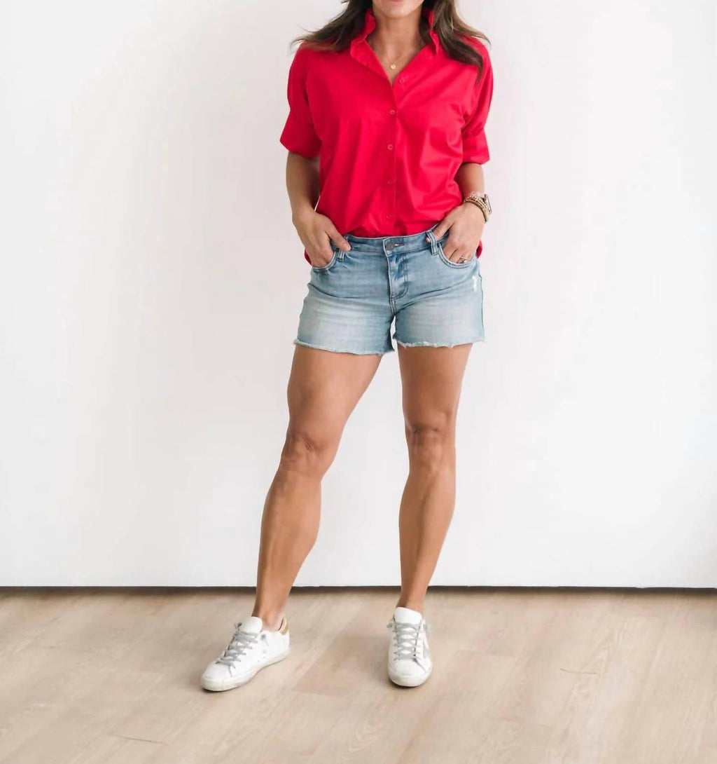 Women's Short Sleeve Ruffle Shirt