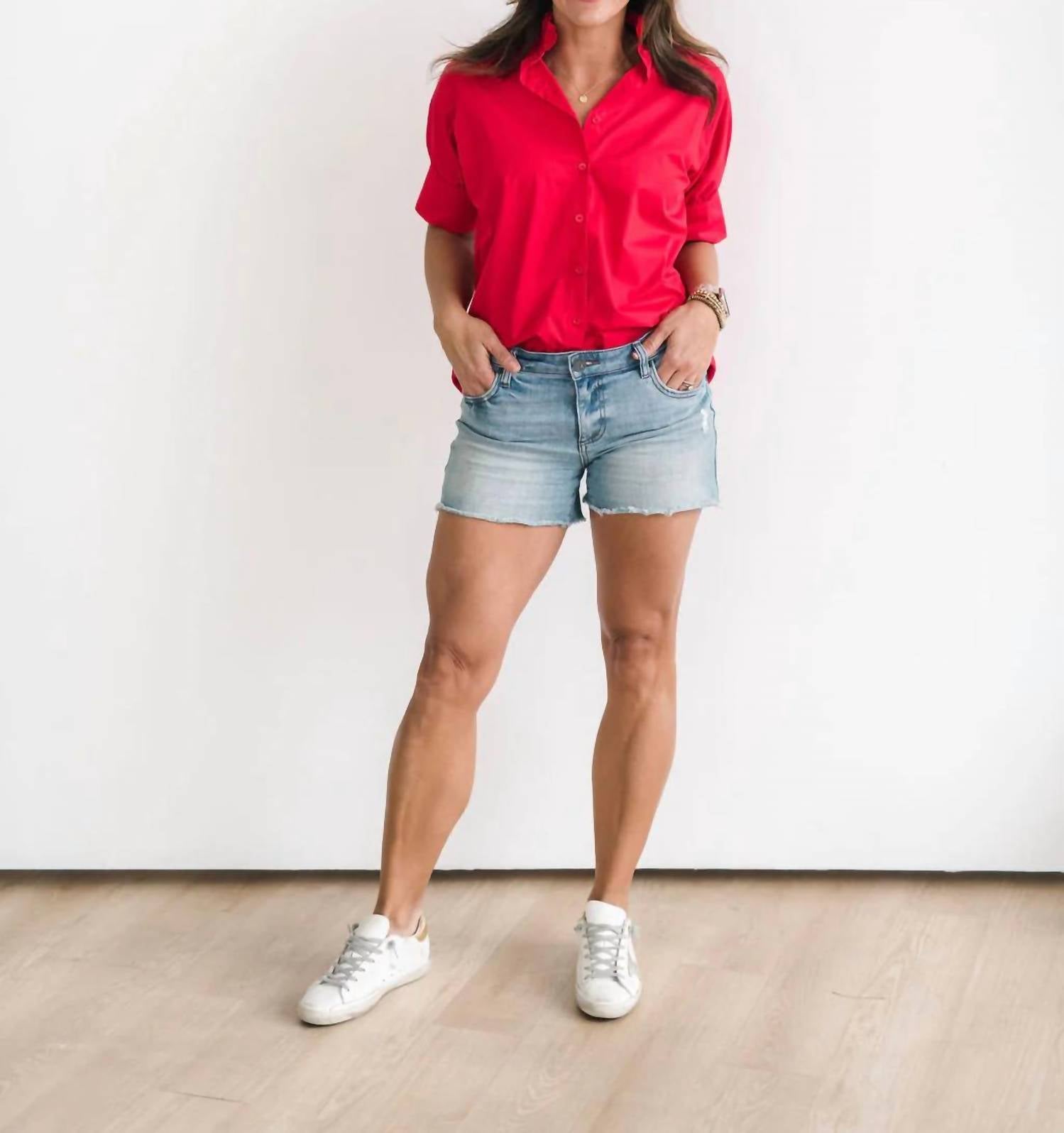 Women's Short Sleeve Ruffle Shirt