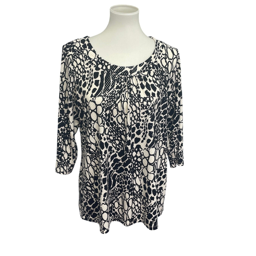 Susan Graver Style Womens Medium 3/4 Sleeve Shiny Sequin Flowy Blouse Top
