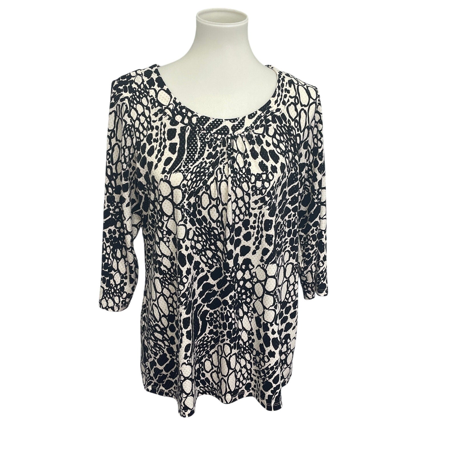 Susan Graver Style Womens Medium 3/4 Sleeve Shiny Sequin Flowy Blouse Top