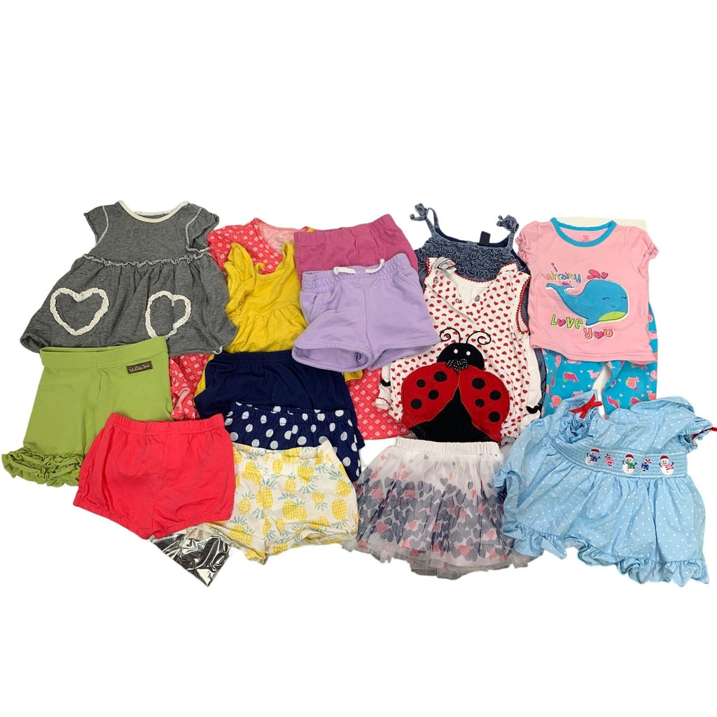 16 Baby Girls 12 Months One Pieces Outfits Shorts Tops Dresses Clothes Lot