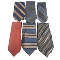 Lot of 6 Orange Brown Blue Striped Geometric Vintage and Modern Mens Neck Ties