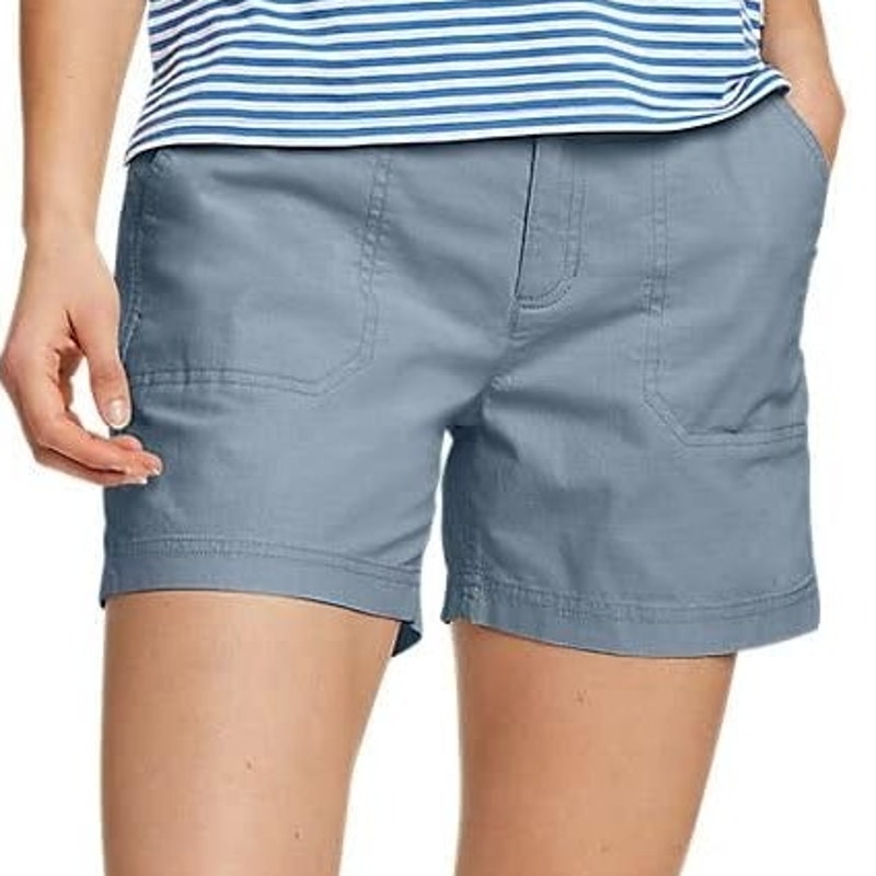 New Eddie Bauer Womens Size 16 Chambray Blue Adventurer Stretch Ripstop Shorts