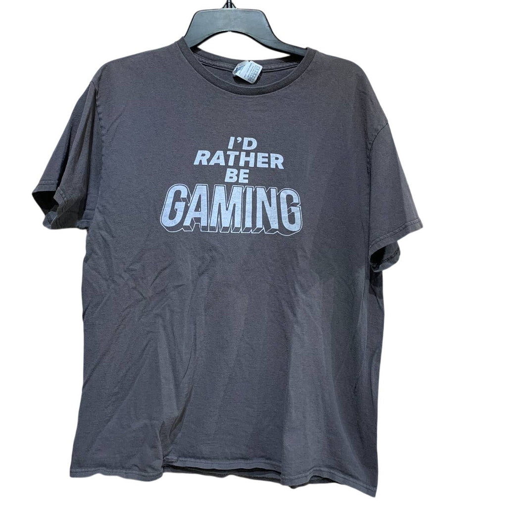 Large I Would Rather Be Gaming Short Sleeve 100% Pre Shrunk Cotton Crew Neck Tee