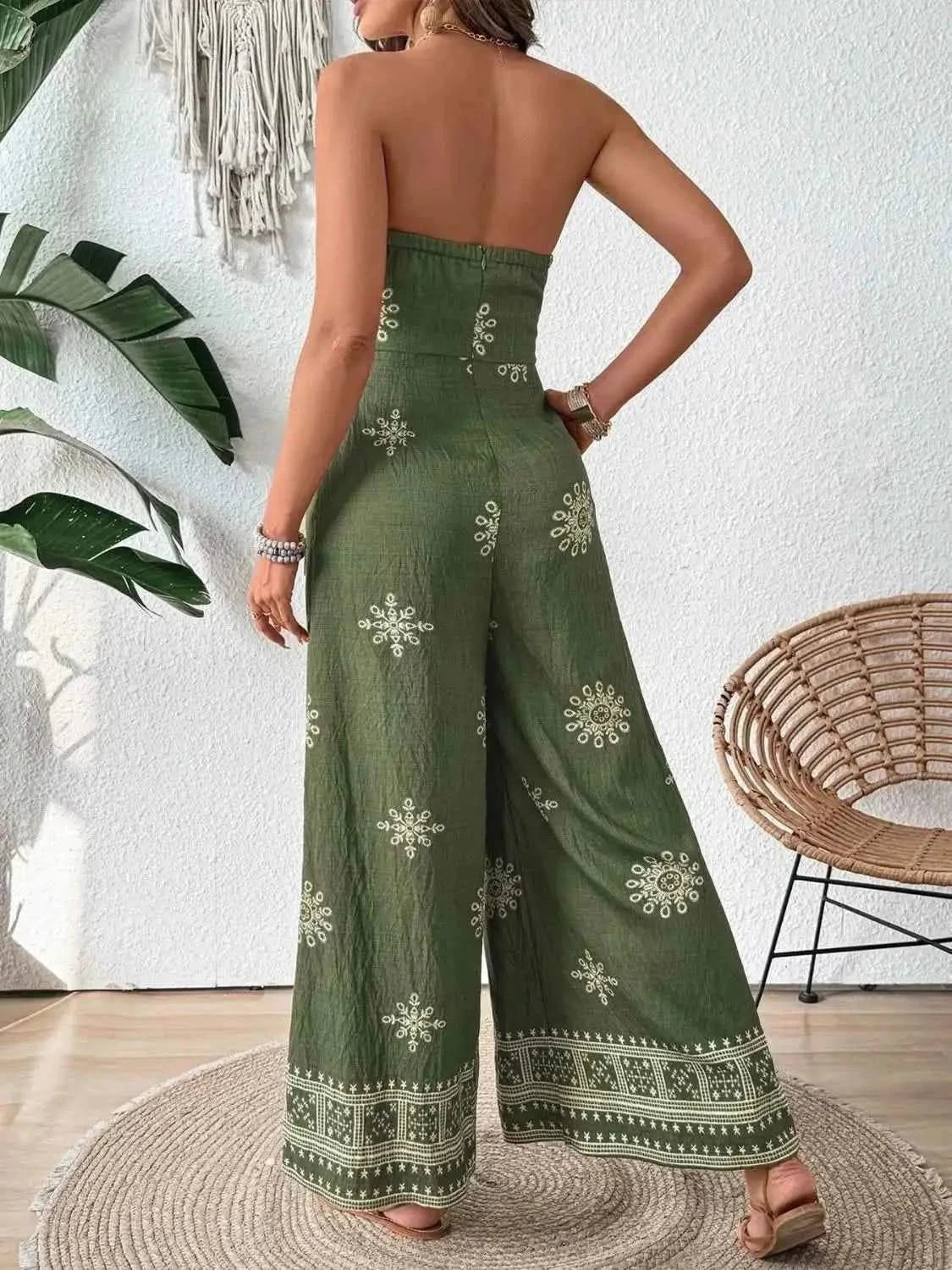 Stylish Printed Wide : Leg Tube Jumpsuit