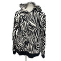 Cato Woman Plus Size 14/16W Full Zip Soft Velour Zebra Stripe Hoodie Jacket