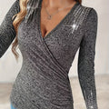 Plus Size Women's Casual Long Sleeve Top with Rhinestone Design
