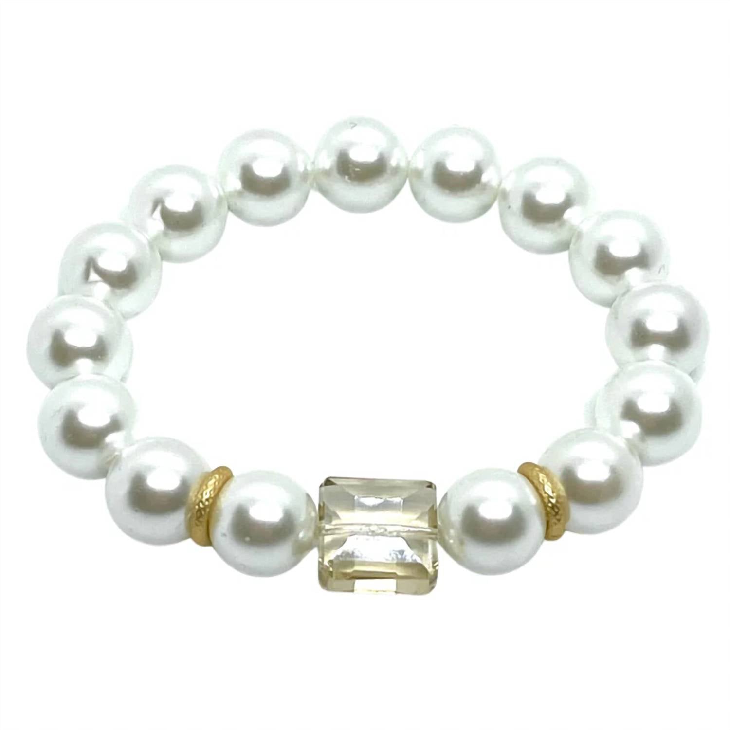 Stretch Pearl Bracelet with Crystal Accent