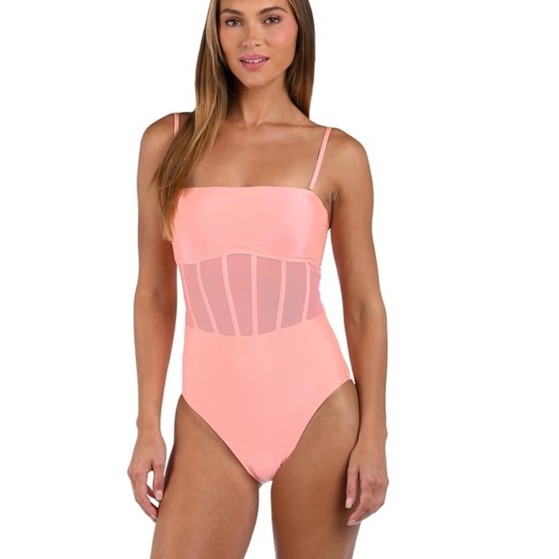 NWT New Sunshine 79 Womens 6 Back Tie Shaping Fit Bandeau Mio One Piece Swimsuit