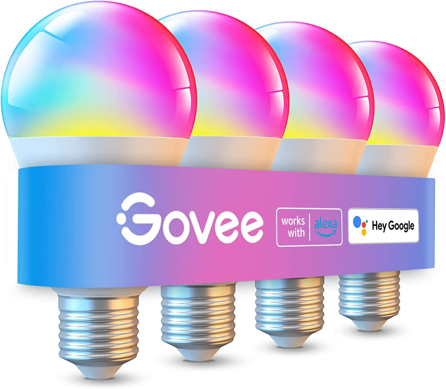Smart Light Bulbs - Dimmable RGBWW Color Changing, Compatible with Alexa & Google Assistant, No Hub Required, 9W 60W Equivalent A19 LED for Bedroom Living Room (4 Pack)