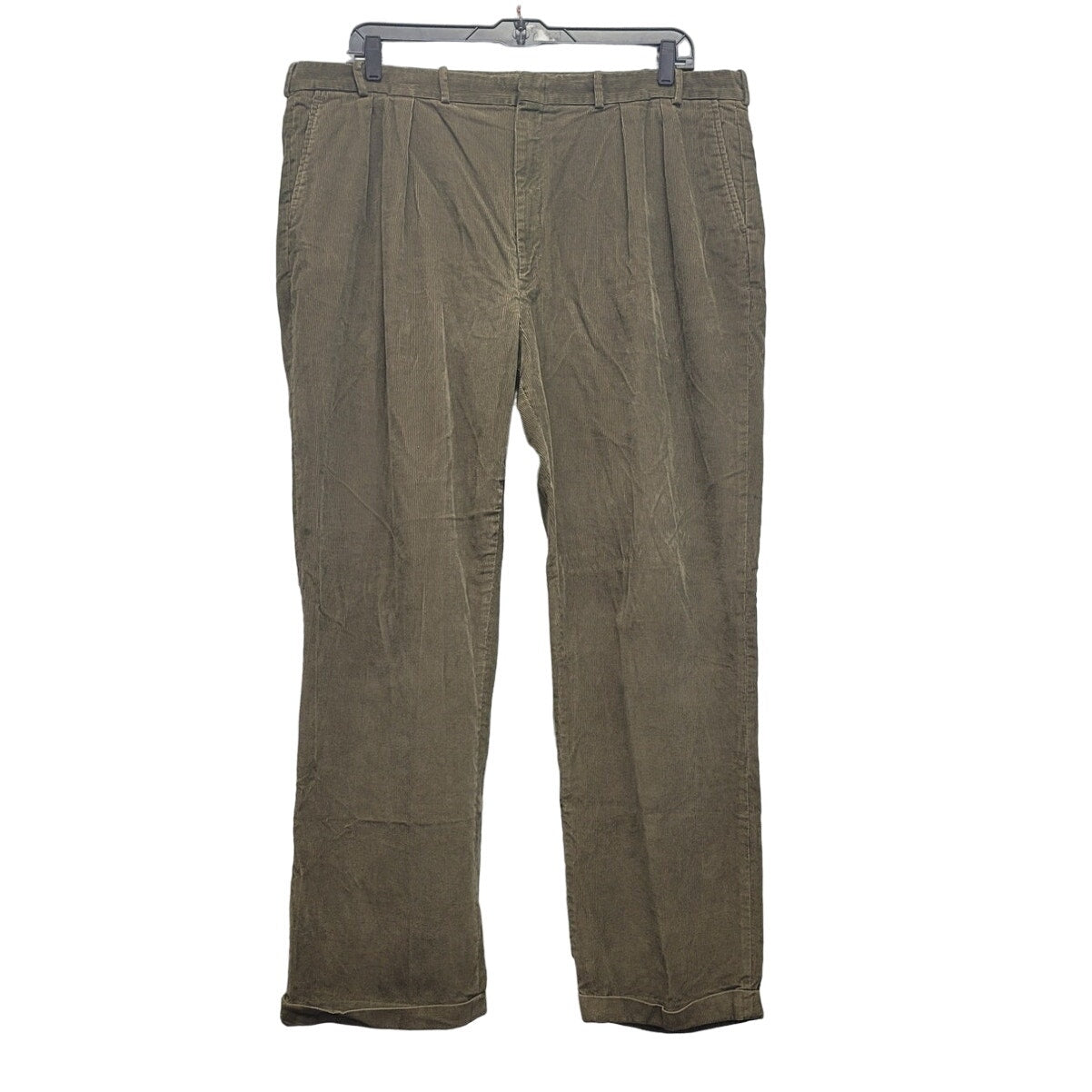 Lands End Mens 44X32 100% Cotton Pleated Front Hook and Bar Close Corduroy Pants
