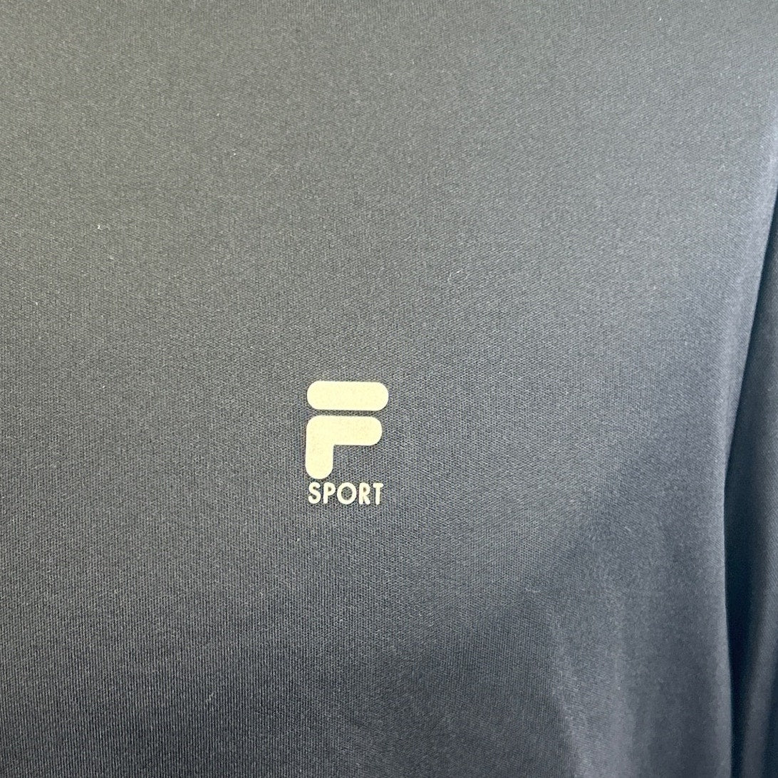 Fila Sport Mens Large Black 100% Polyester Long Sleeve Crew Neck Tee Shirt