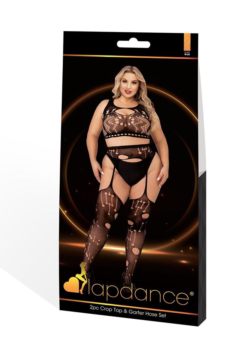 2pc Crop Top and Garter Hose
