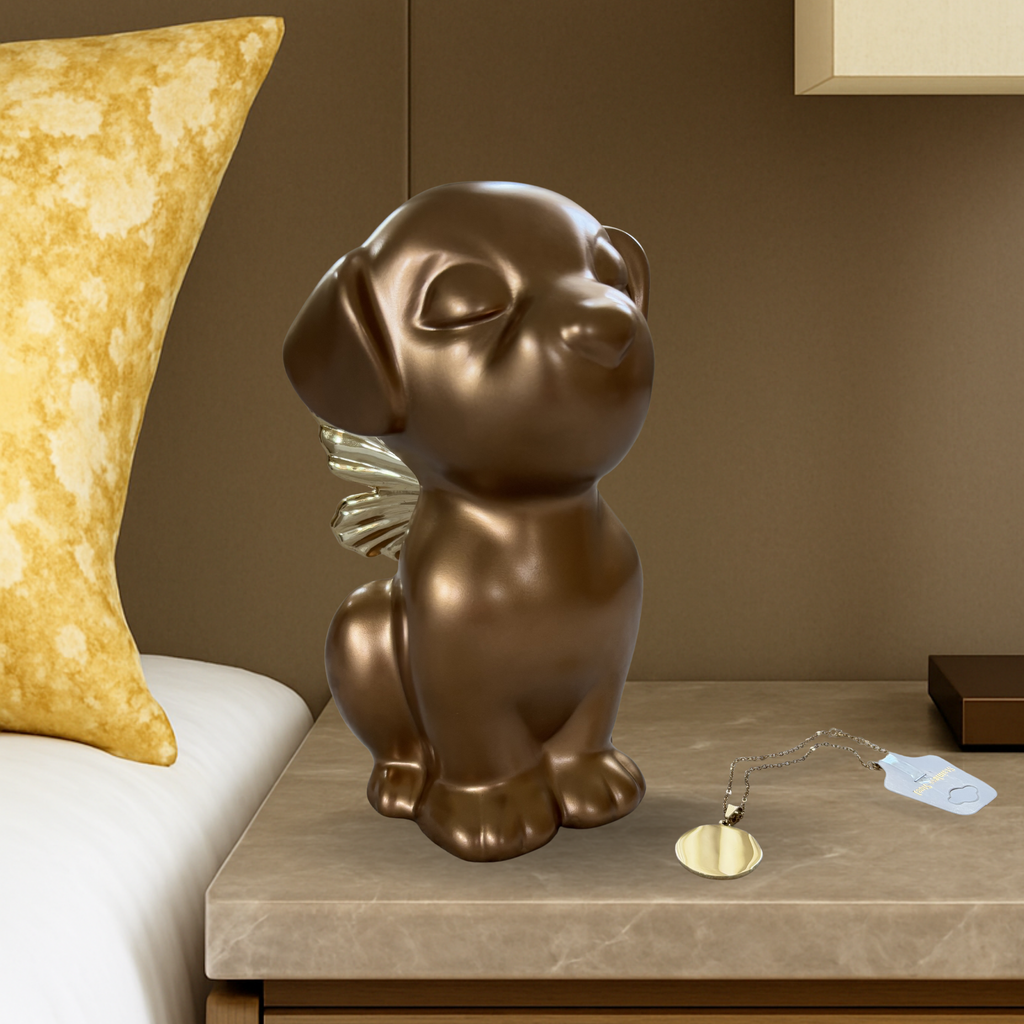 Retriever Angel Dog Urn - Gold