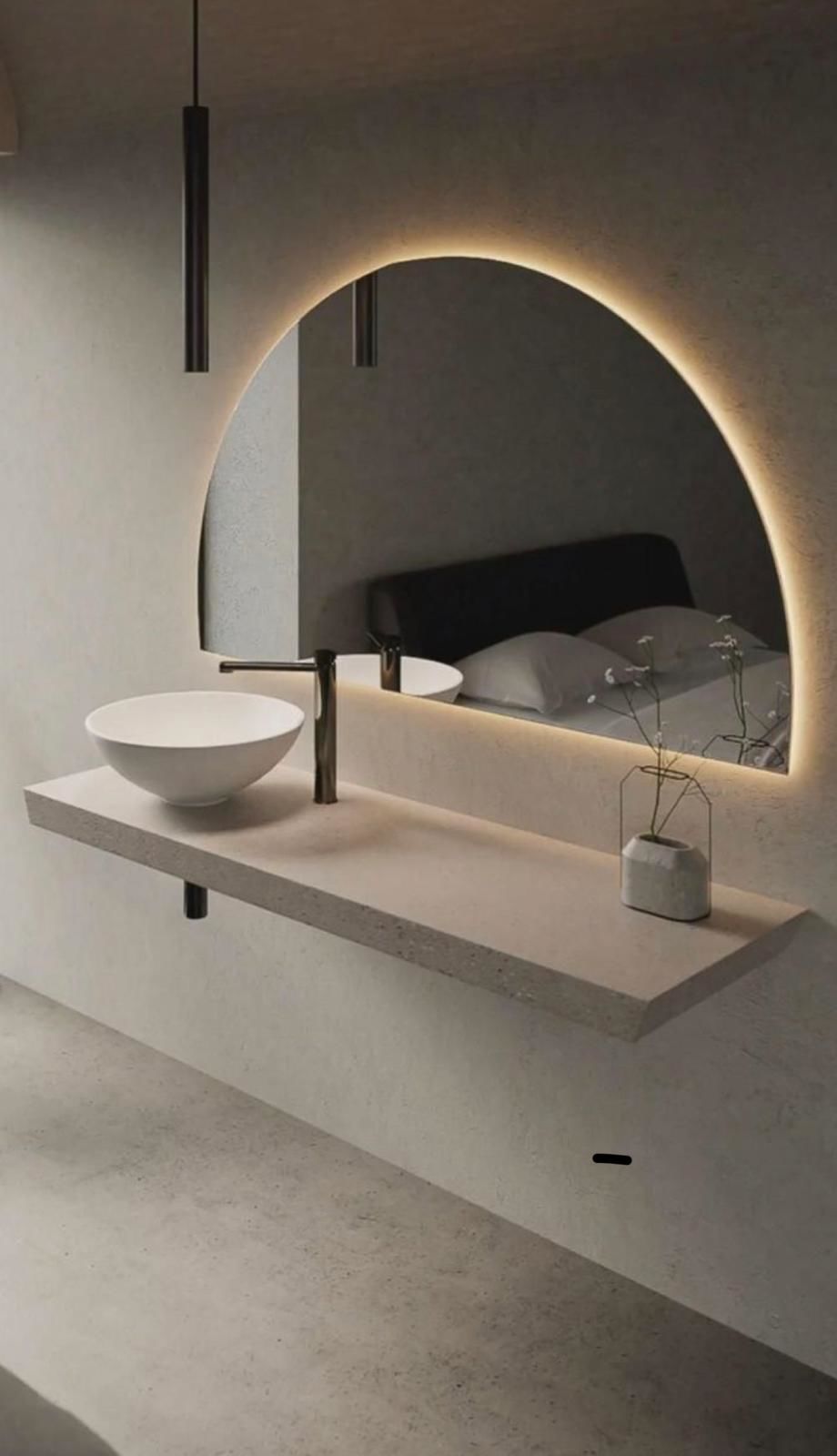LED Bathroom Mirror with Backlight – Half Arch Modern Vanity Mirror, Dimmable Wall Mirror with Warm & Cold Light
