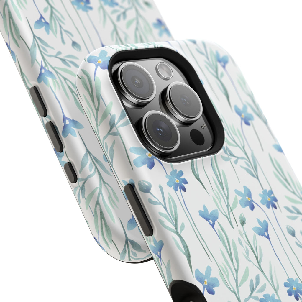 Customizable: Blue Floral Impact-Resistant Phone Case