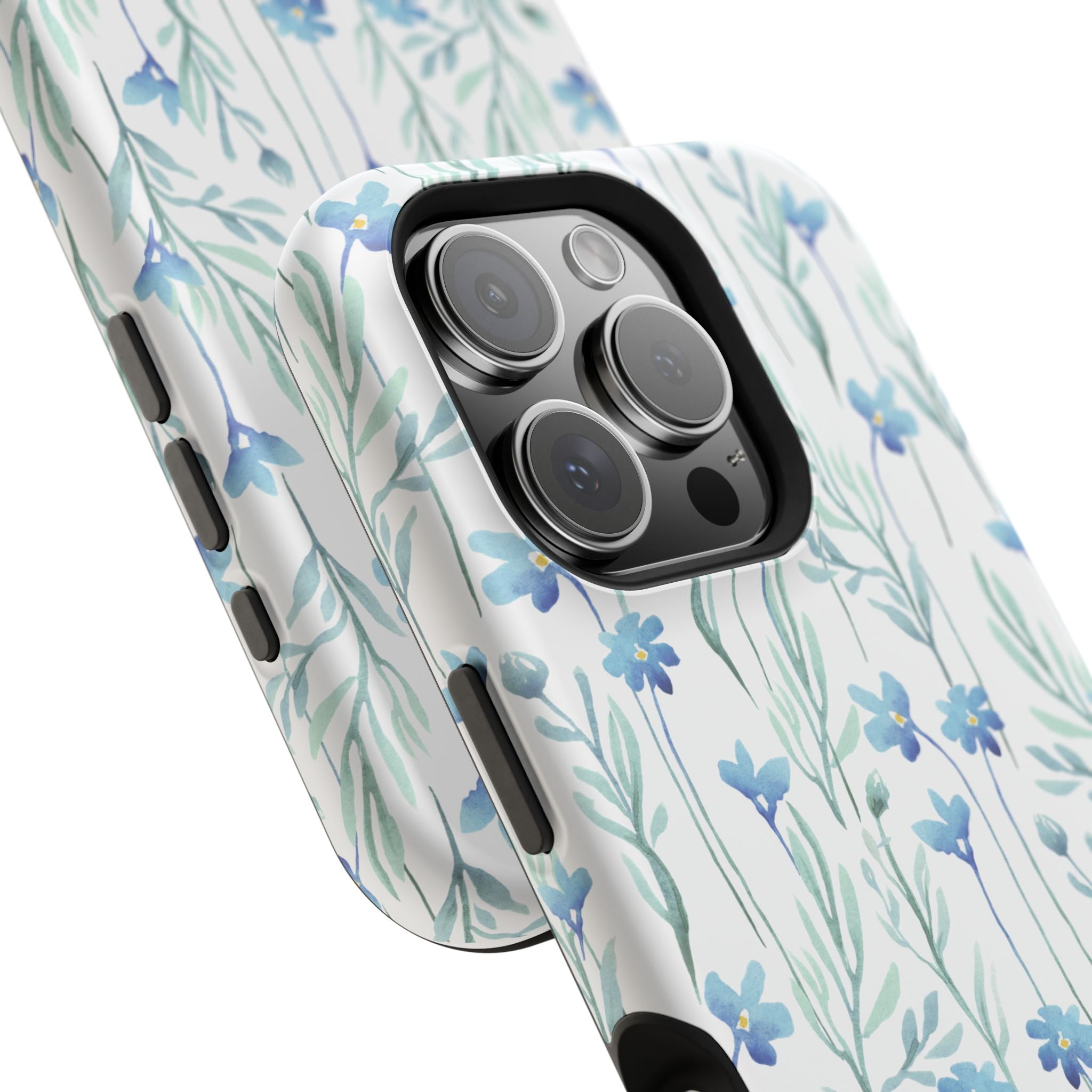 Customizable: Blue Floral Impact-Resistant Phone Case