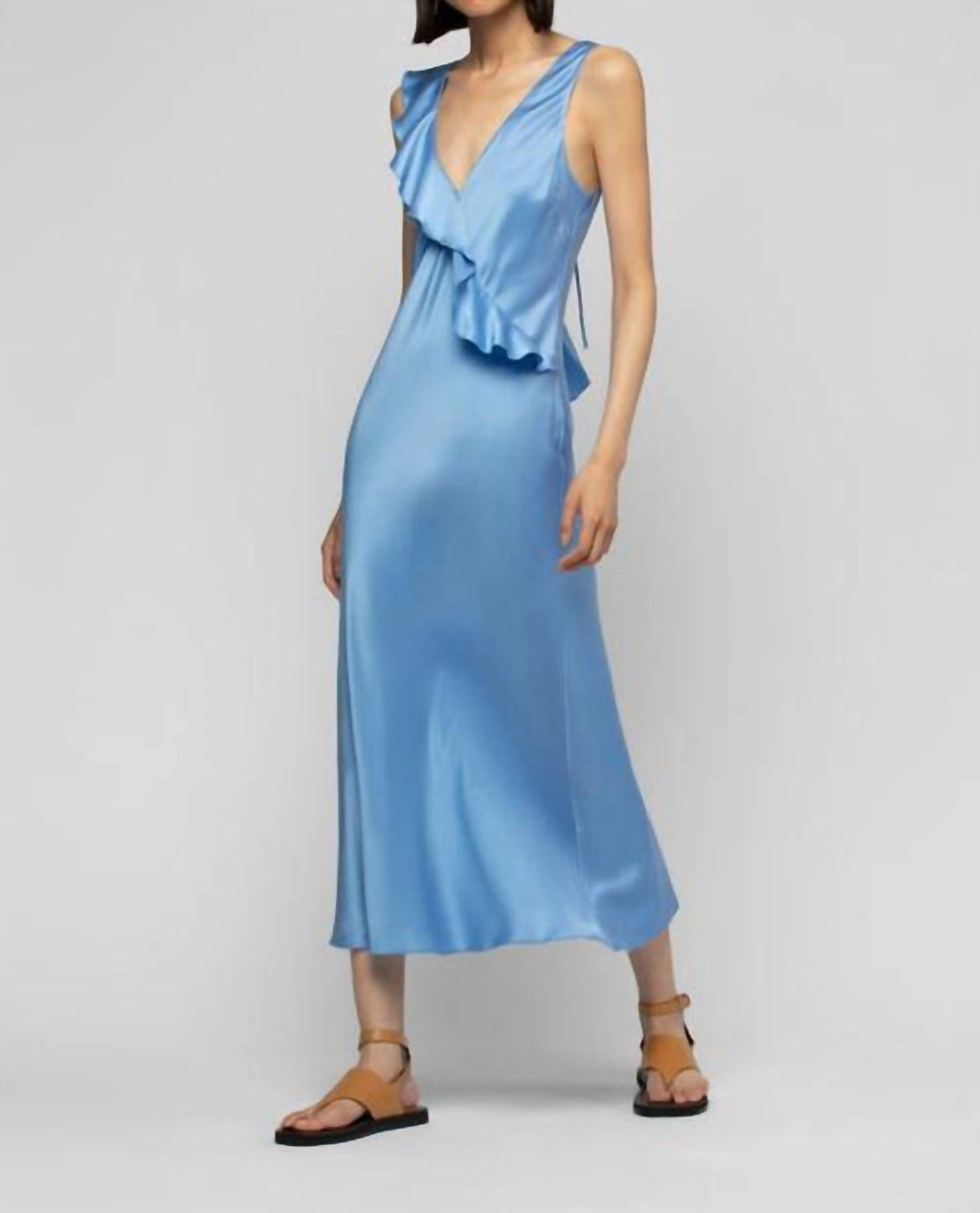 Rarthemis Long Midi Silk Dress With Ruffles