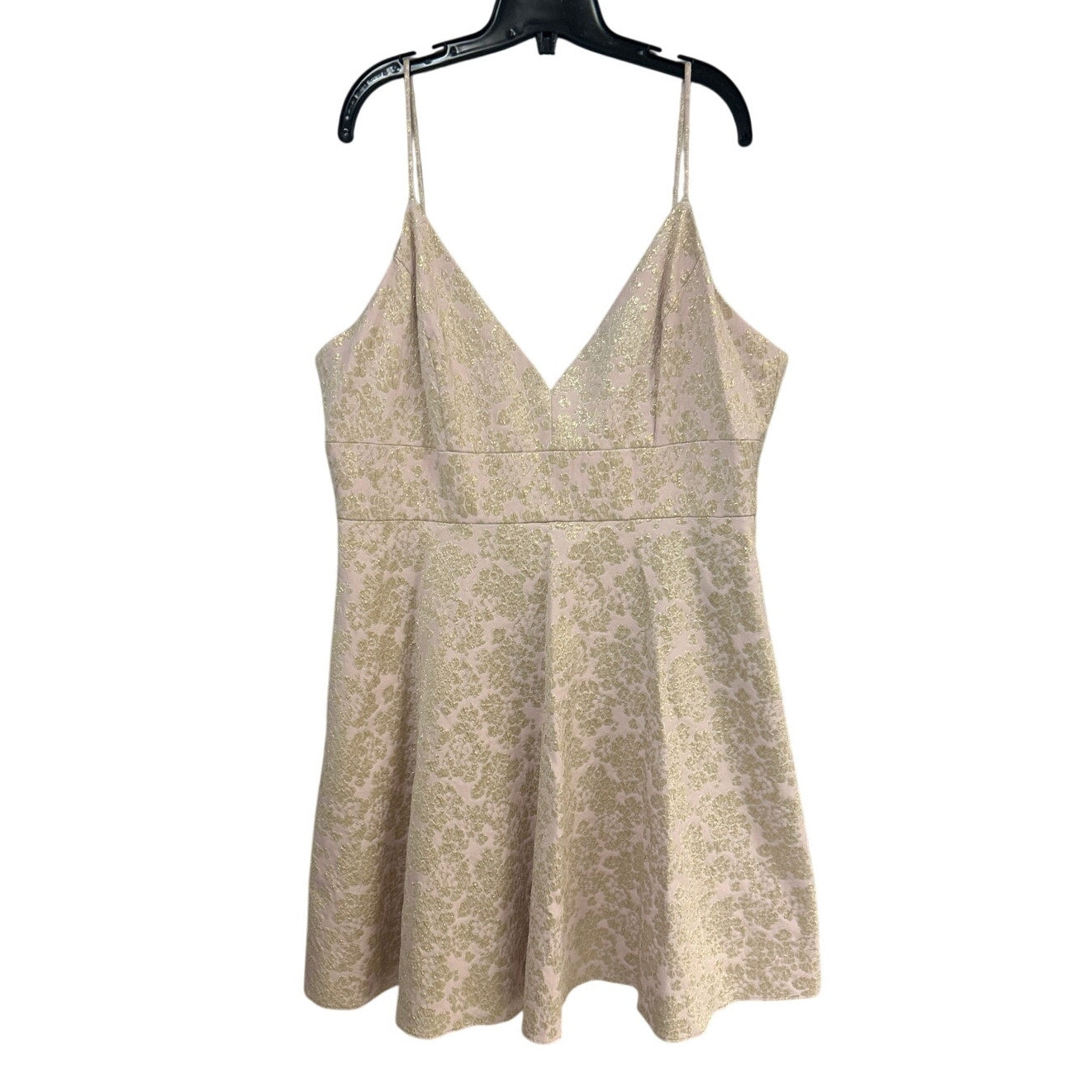 Badgley Mischka Womens Size 18 Pink Gold Golden Hue Strappy Deep V Mini Dress