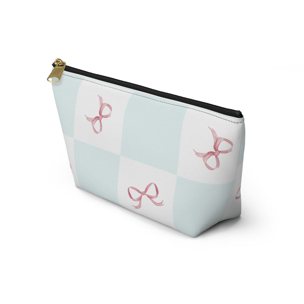 Customizable: Charming Ribbon Accessory Pouch, Makeup Bag, Gift for Her, T-bottom Style, Cute Storage, Birthday Present, Bridesmaid Gift