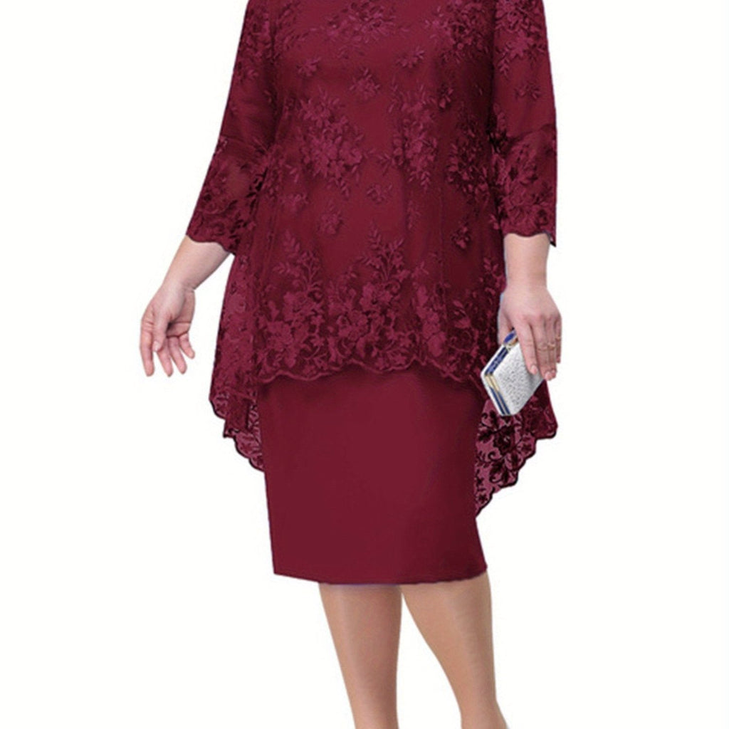 Women's Elegant Lace Two-Piece Evening Dress