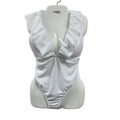 New Shade & Shore Womens XL Cheeky Low V Ruffled Solid White 1PC Swim Suit
