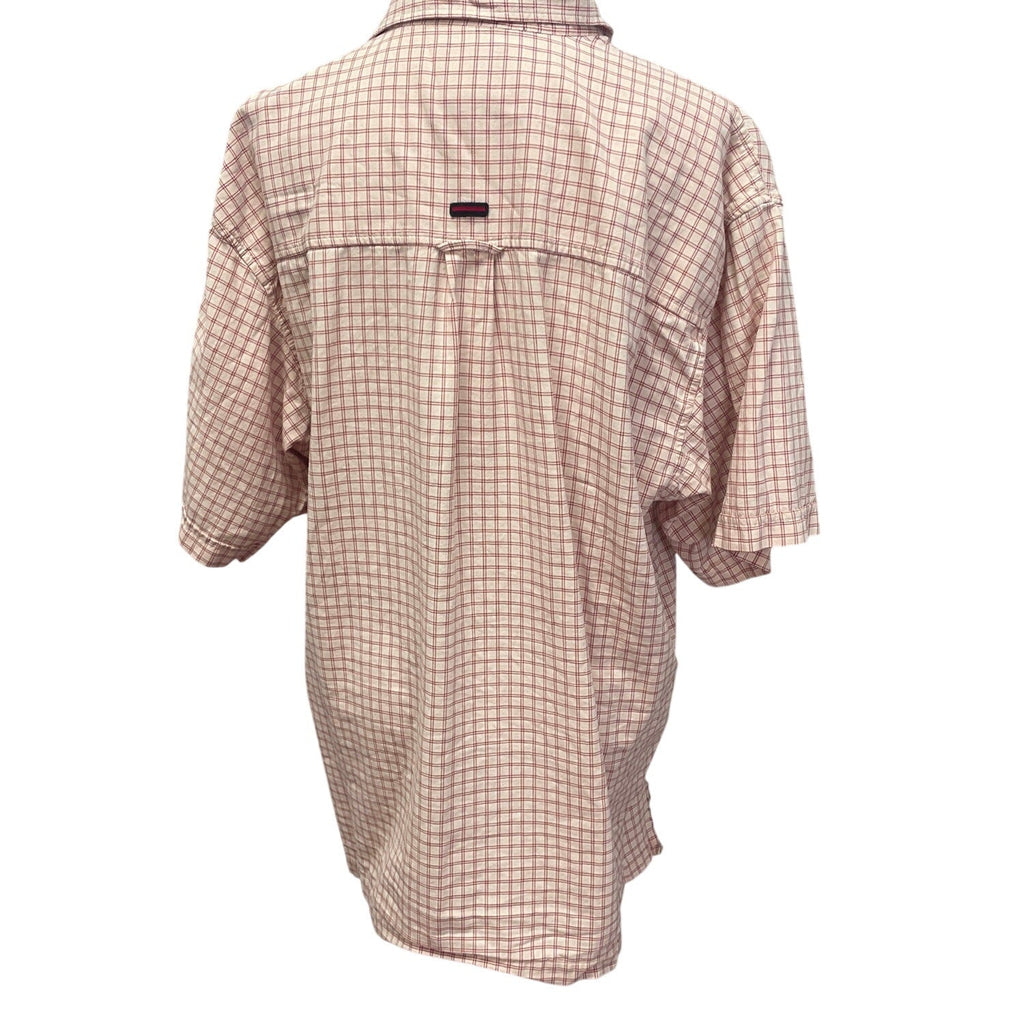 Vintage 1990s FUBU Mens XL Short Sleeve Cotton Blend Button Up Shirt Small Hole