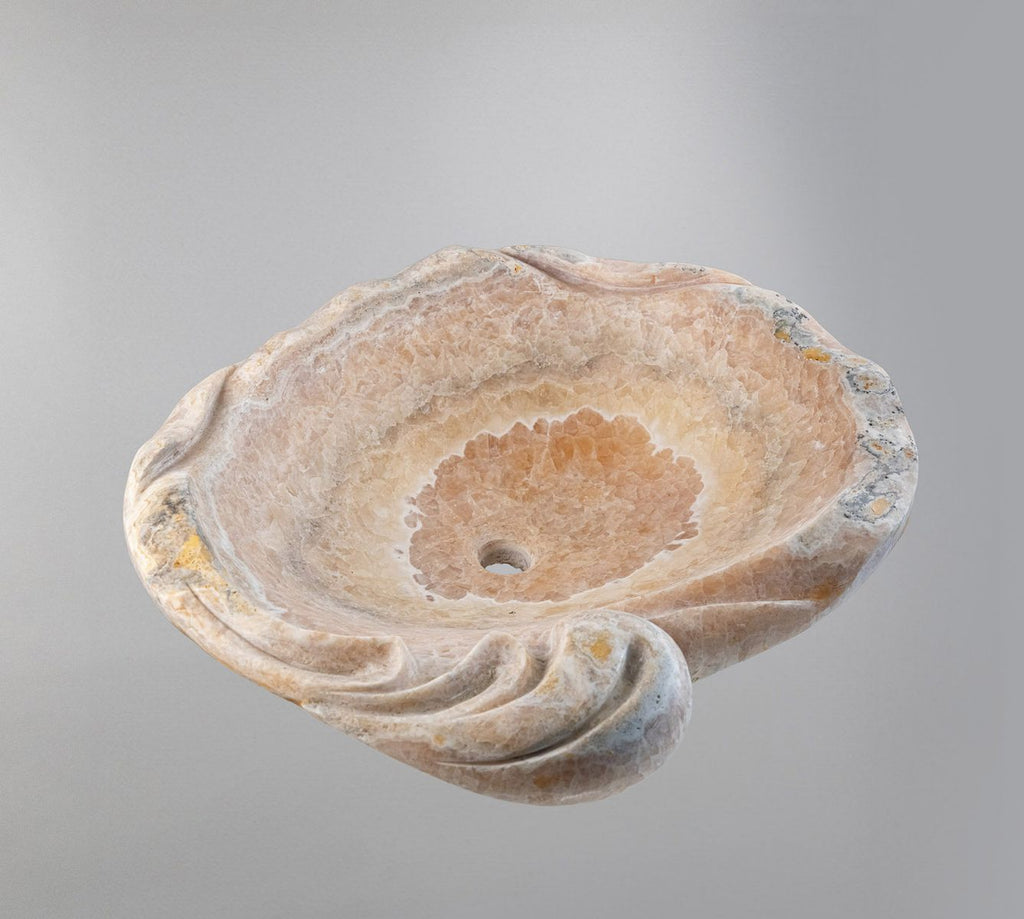Marble Sink – Luxury Stone Sink Bathroom Basin (50x55x15 cm), Handcrafted Natural Marble Vanity Bowl