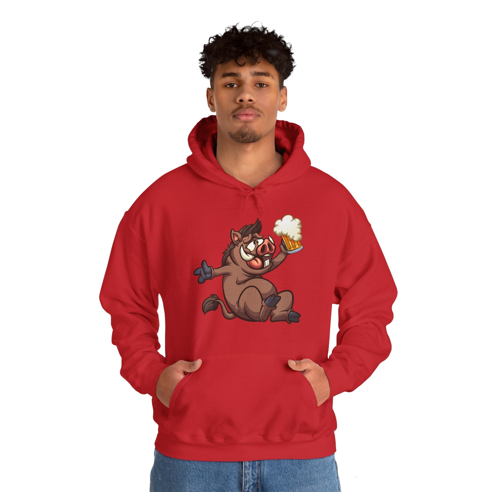 Beer Drinking Boar Hooded Sweatshirt