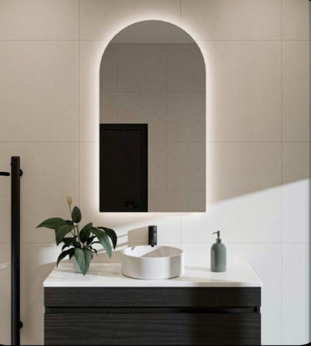Arched LED Bathroom Mirror – Modern Lighted Vanity Mirror with Touch Sensor | Handmade Frameless Backlit Wall Mirror