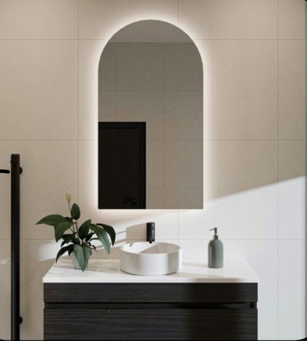 Arched LED Bathroom Mirror – Modern Lighted Vanity Mirror with Touch Sensor | Handmade Frameless Backlit Wall Mirror