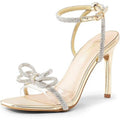Dream Pairs Womens Size 9 Silver Sparkle Ankle Strap Open Toe 4.5" Heel Shoes