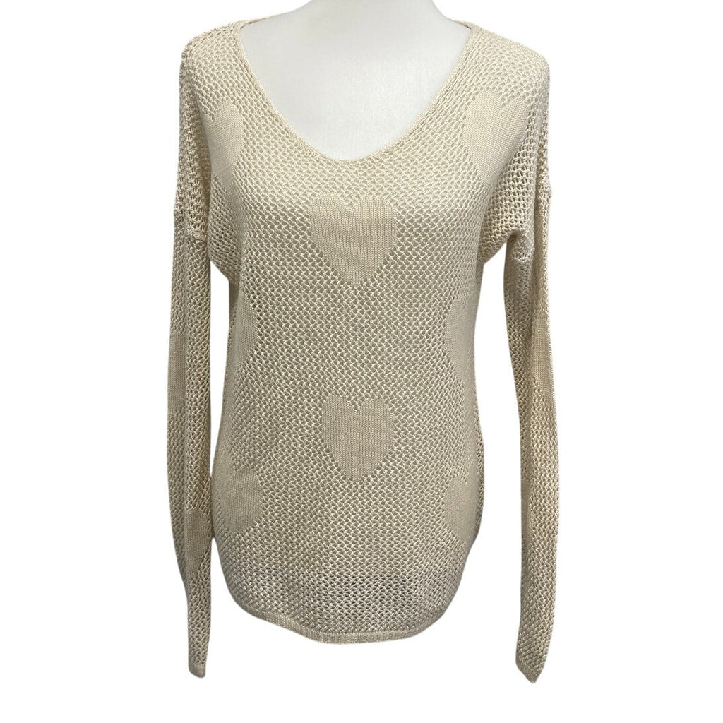 Forever 21 Womens 1X Long Sleeve Heart Pattern Knit Pullover Sweater