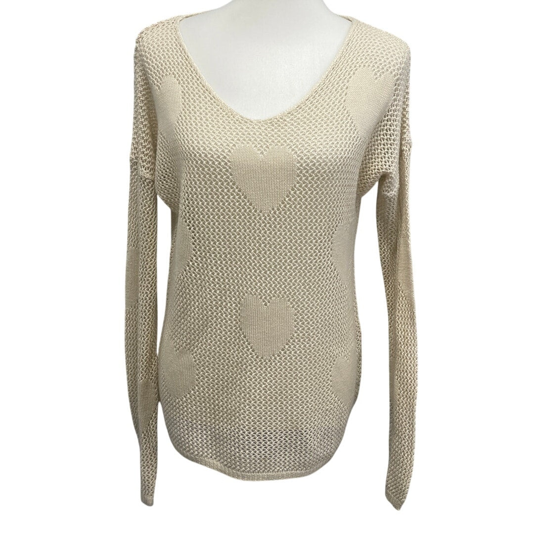 Forever 21 Womens 1X Long Sleeve Heart Pattern Knit Pullover Sweater
