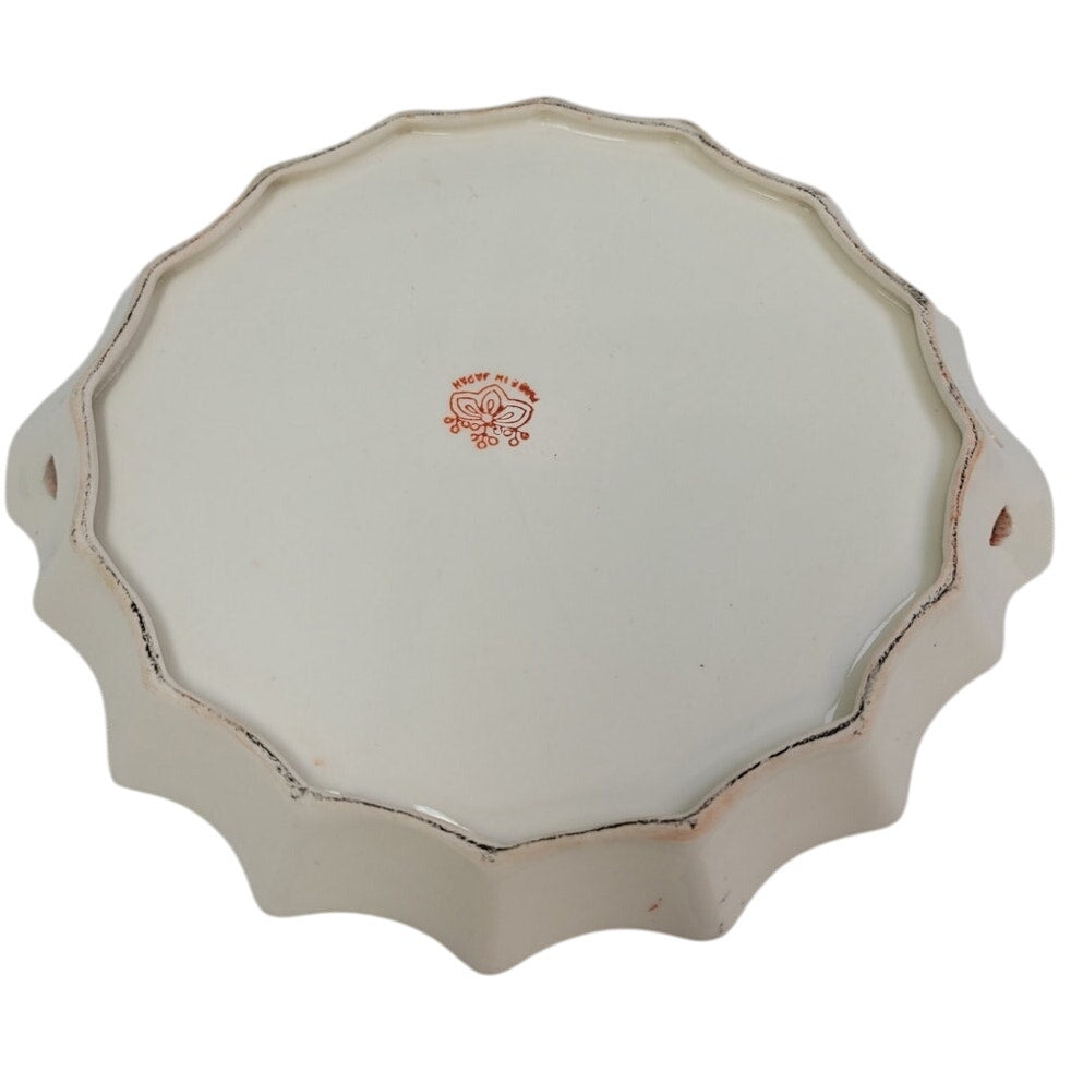 Vintage Made In Japan Floral Fine China Roses Blue Flower Bouquet Handle Dish
