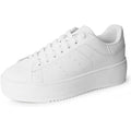 New J Adams Womens Size 7 White Faux Leather Lace Up Hero Platform Sneaker Shoes
