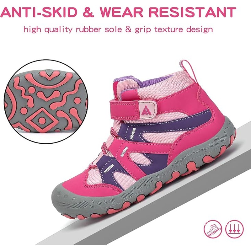 Mishansha Girls Size 11 Pink Gray Hiking Waterproof Breathable Ankle Sneakers