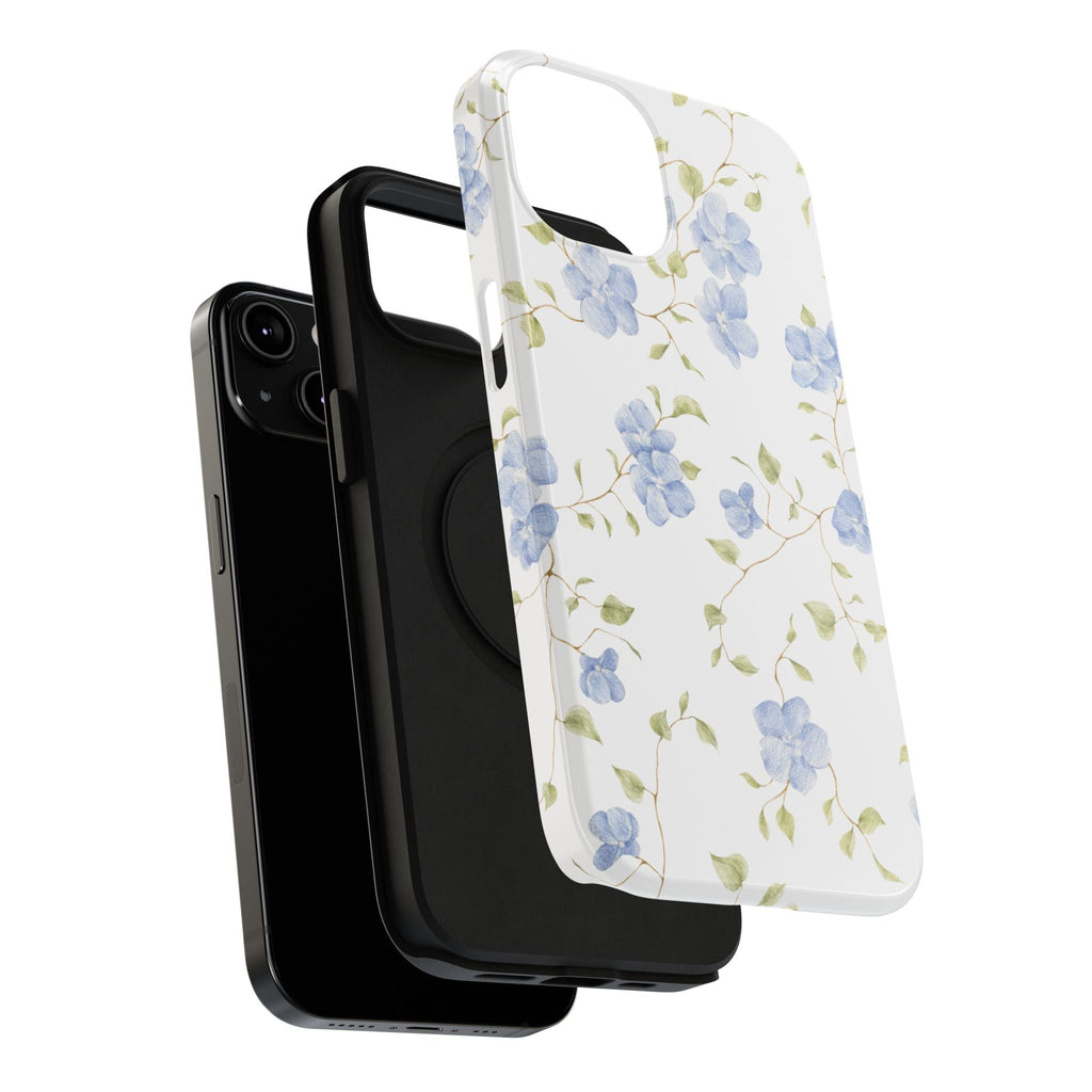 Customizable: Blue Floral Impact-Resistant Phone Case