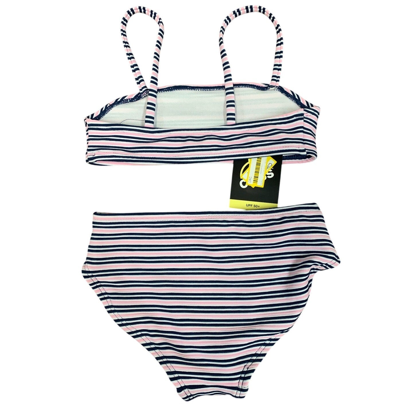 New Art Class Girls XS (4/5) UPF 50+ Blue Pink Striped Bikini 2PC Swimsuit